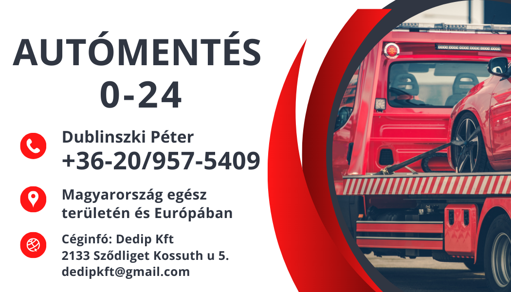 Autómentés, autószállítás névjegykártya autómentés Vác M2 Sződliget M0 Rád Dunakeszi Monor